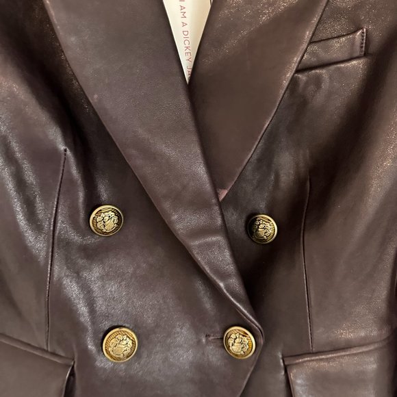 NWT Veronica Beard Gail Dickey Leather Blazer Jacket Notch Lapel Sz 4 in Oxblood - Picture 10 of 13